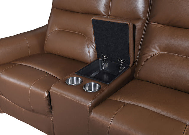 Terentius Power Loveseat, Caramel Brown - view 3