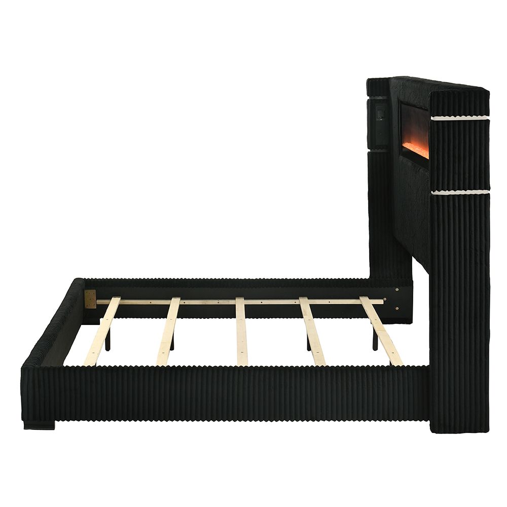 Garner Queen Bed w/Fireplace, LED, Reading Light, Speaker, Bluetooth & USB – view 4