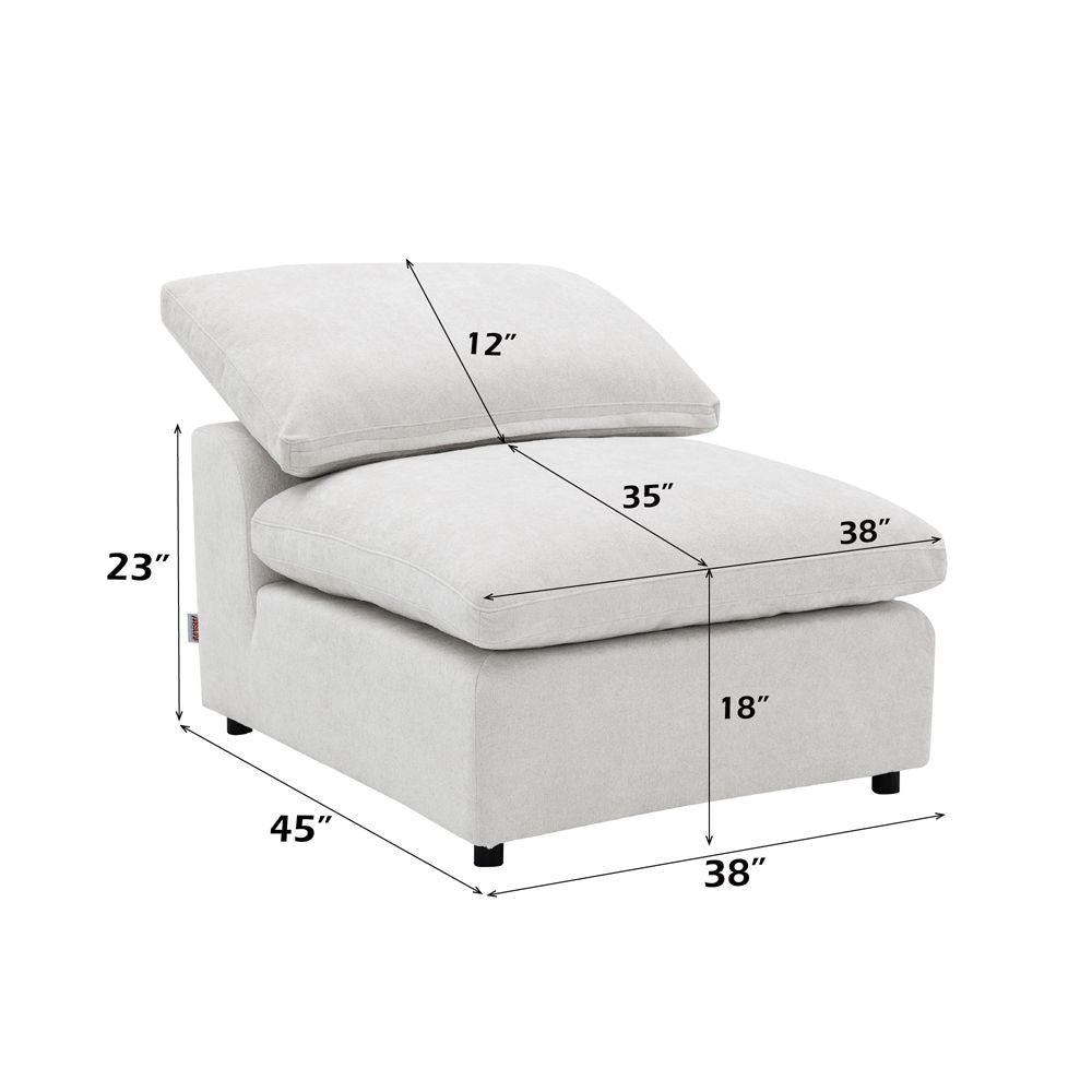 Naveen Modular - Armless Chair – dimensions diagram