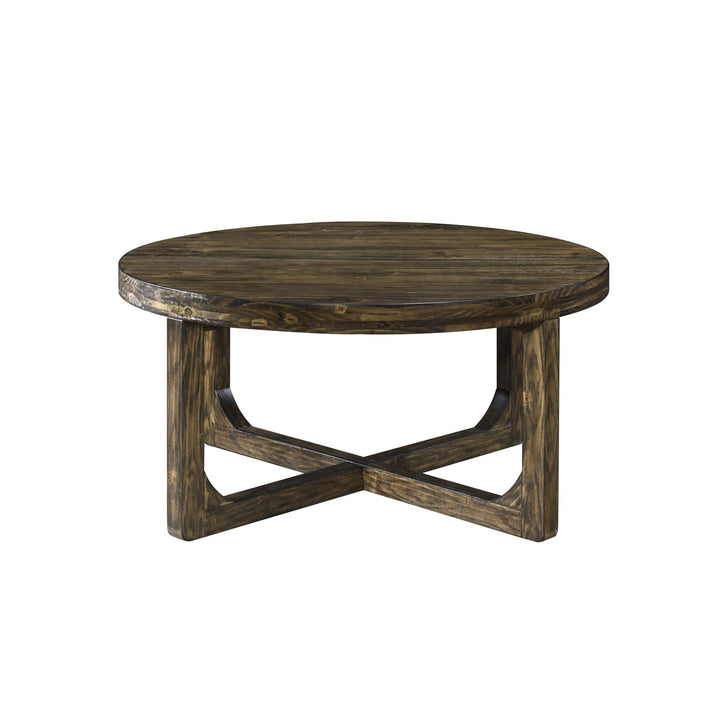 Kerby Round Coffee Table-Dk Brown