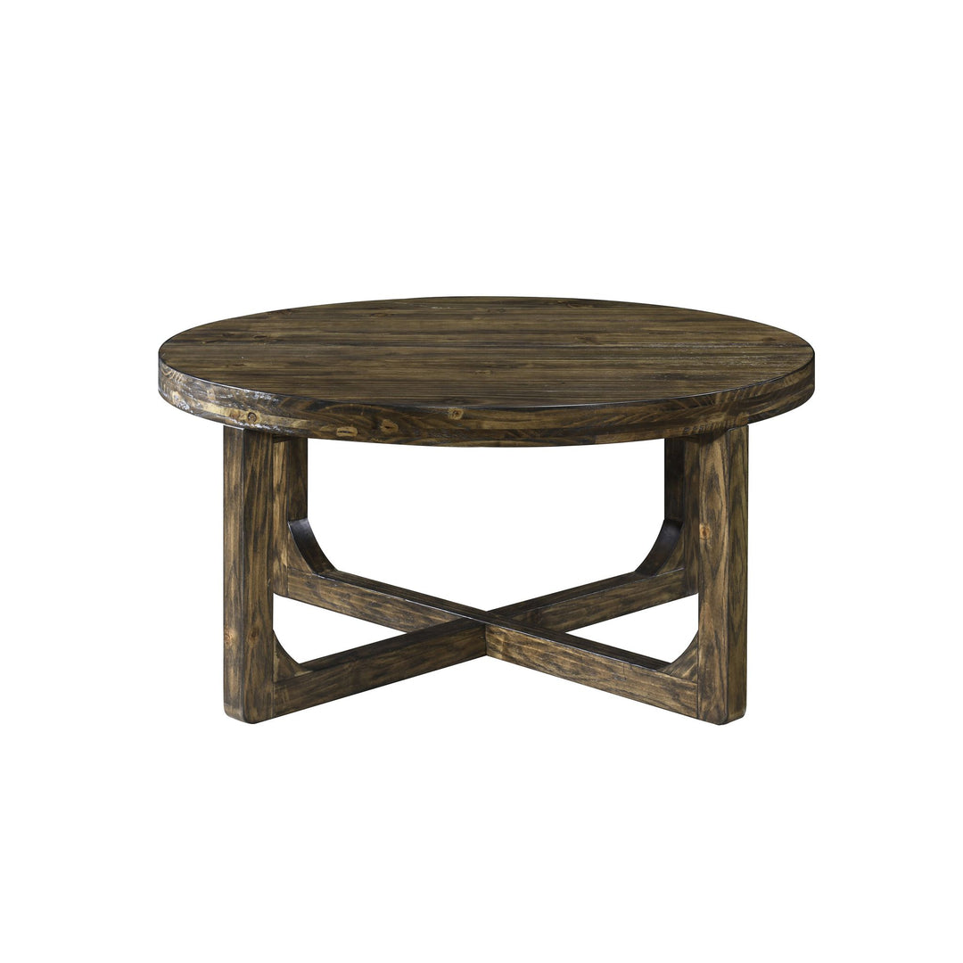 Kerby Round Coffee Table-Dk Brown