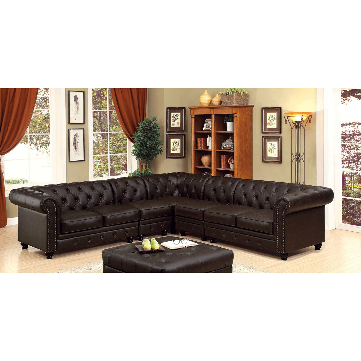Stanford Armless Chair, Brown - view 2