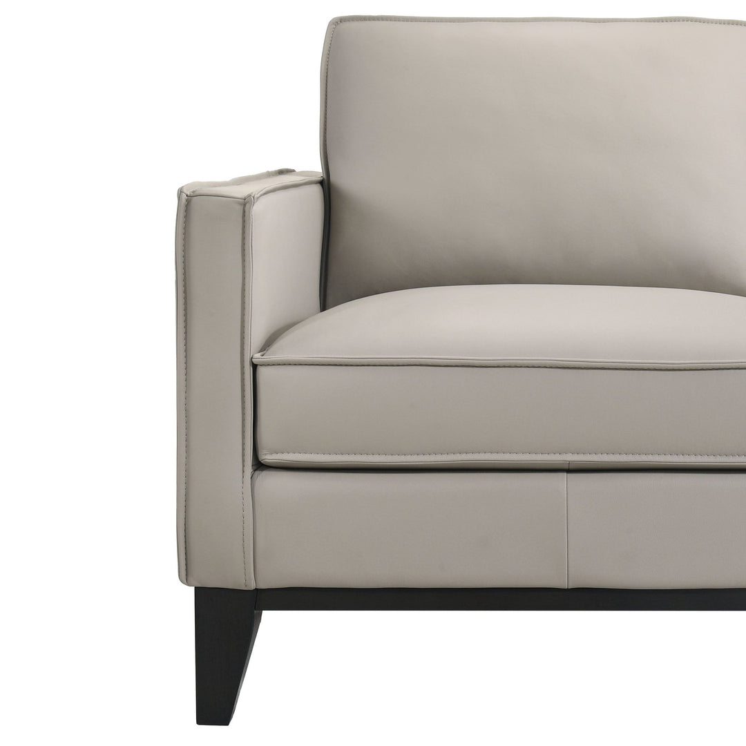 Aaron Leather Loveseat-Mist Gray