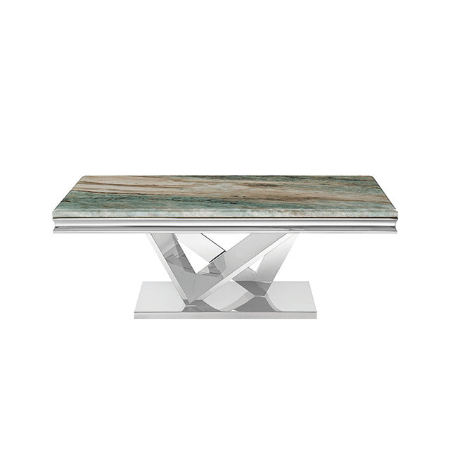 Villarsglane Coffee Table, Green/Chrome