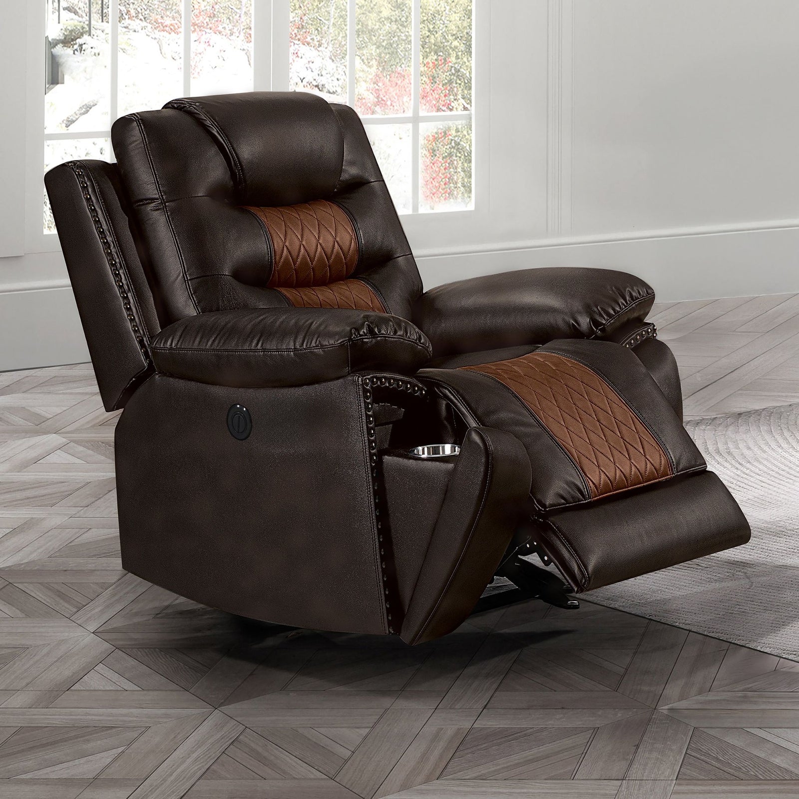 Nikko Glider Recliner W/pwr Fr-Brown