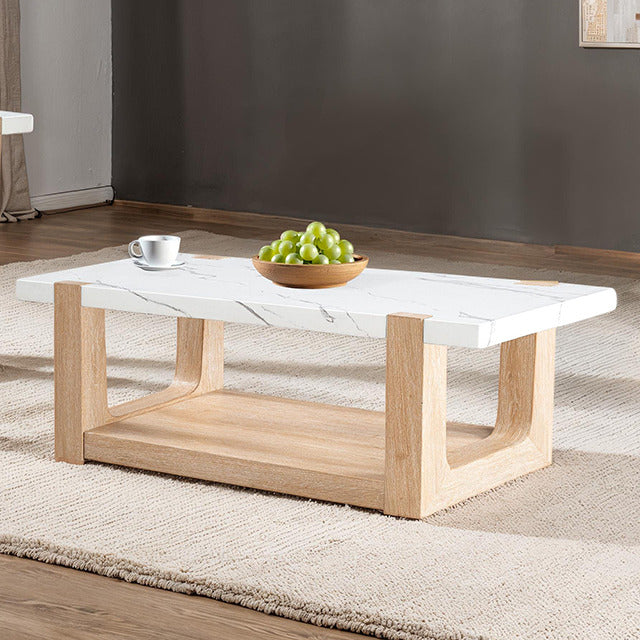 Sundbry Coffee Table, White/Natural - view 2