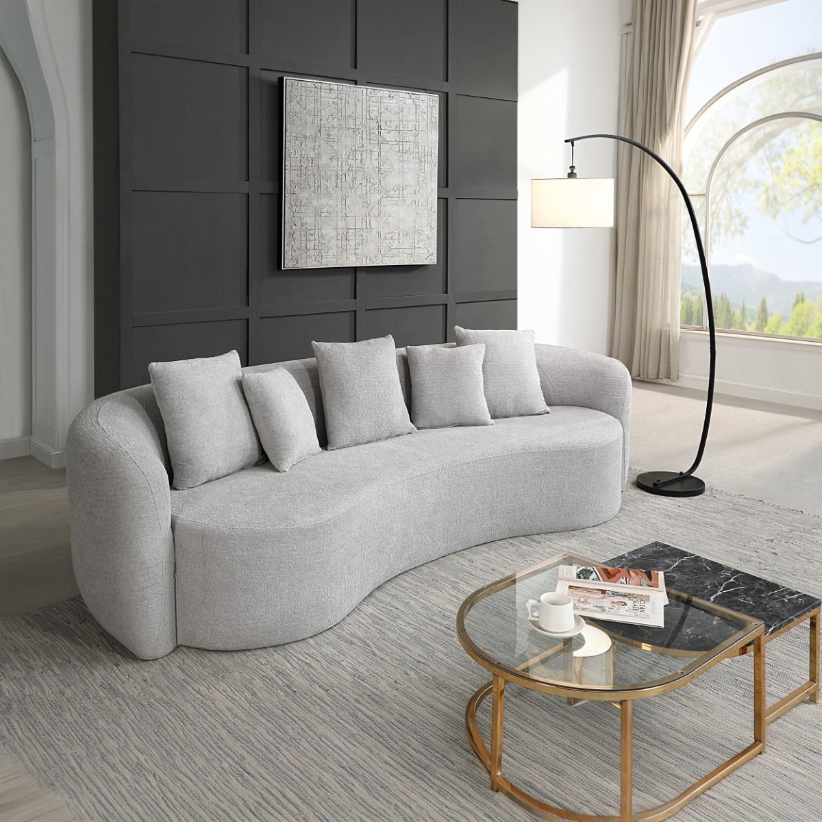 Barasa Oversized Compressed Sofa w/5 Pillows