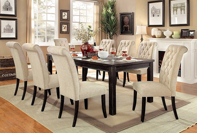 Sania 9 Pc Dining Table Set, Antique Black/Beige - view 2