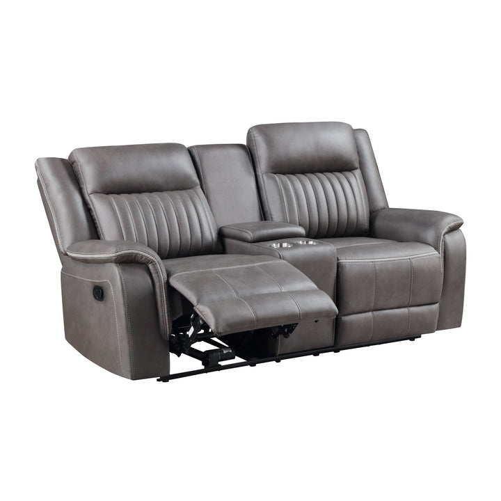 Enzo  Console Loveseat W/ Dual Recliners--Gray