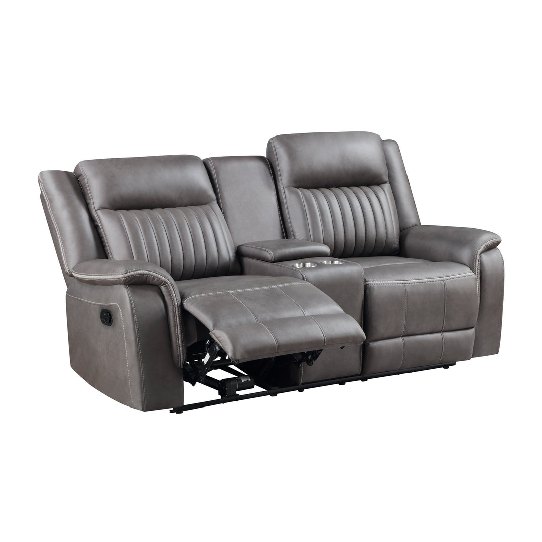 Enzo  Console Loveseat W/ Dual Recliners--Gray