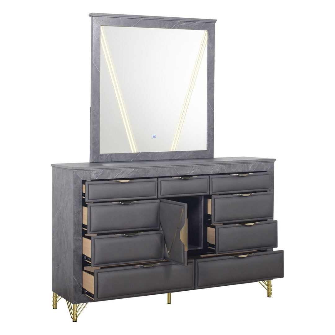 Symmetry Lighted Mirror-Charcoal