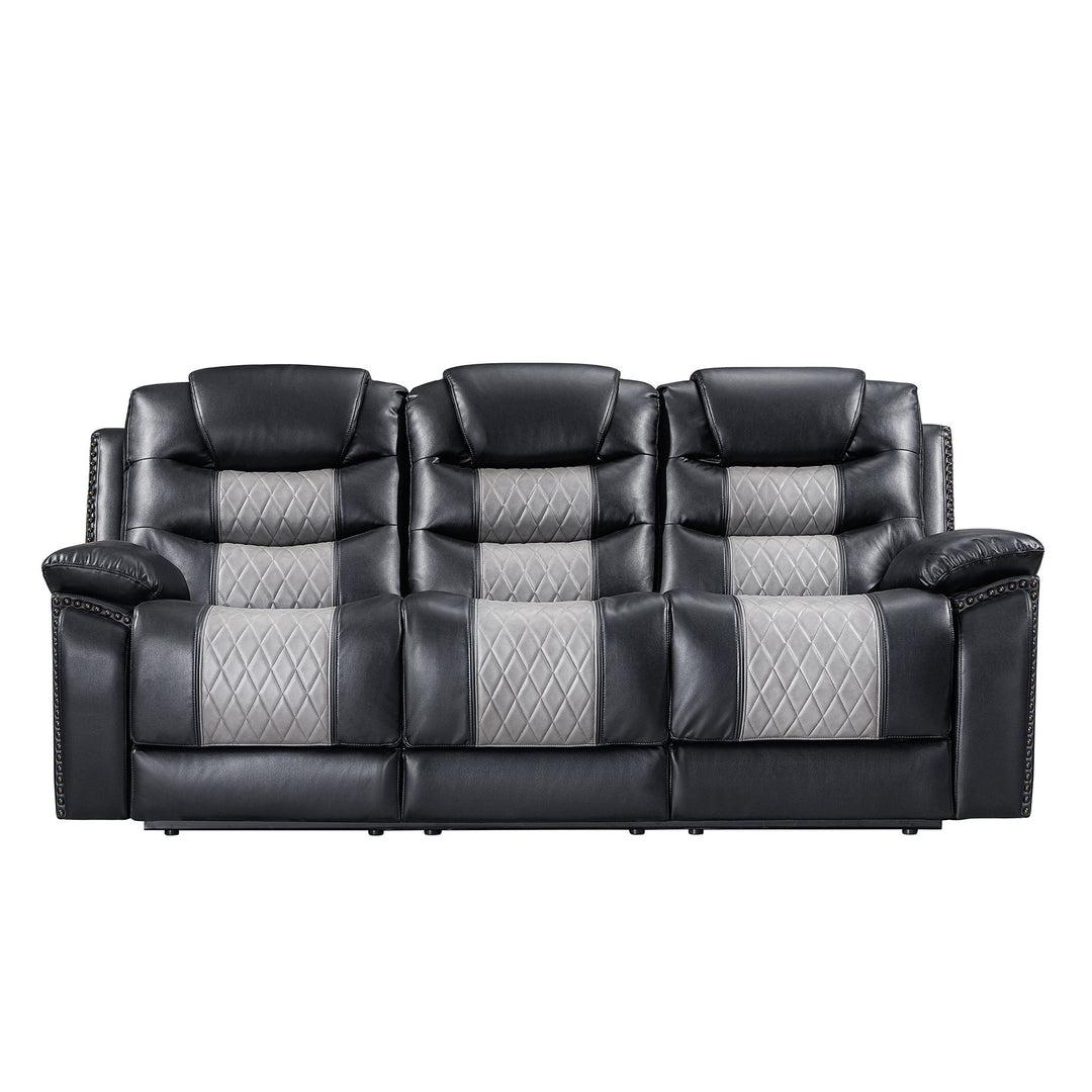 Nikko  Sofa W/dual Recliner-Black/gray