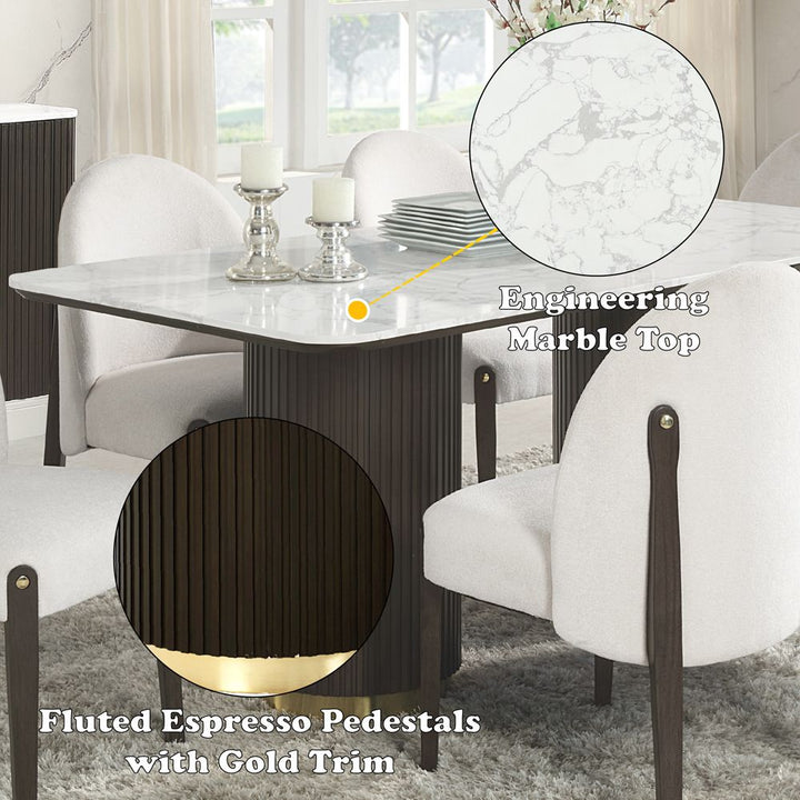 Clayten Dining Table w/Marble Top – features callout