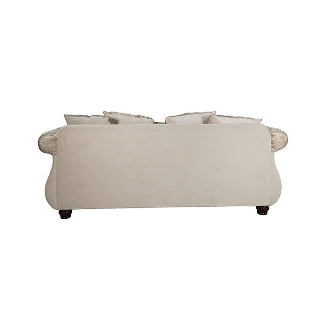 Fasciano Oversized Sofa + Loveseat, Beige Tan/Dark Cherry - view 8