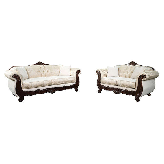 Frisina Oversized Sofa + Loveseat, Dark Cherry/Beige