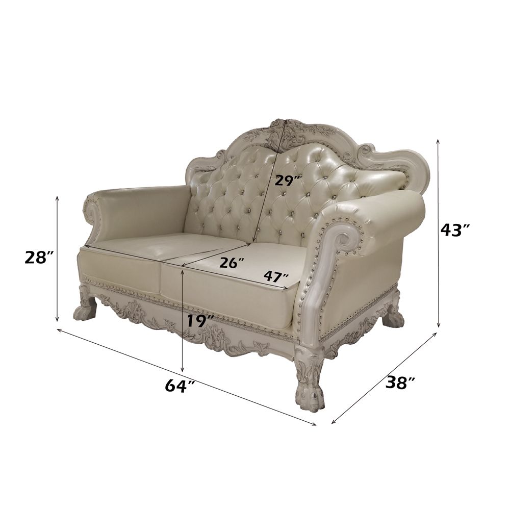 Dresden Loveseat W/3 Pillows – dimensions diagram