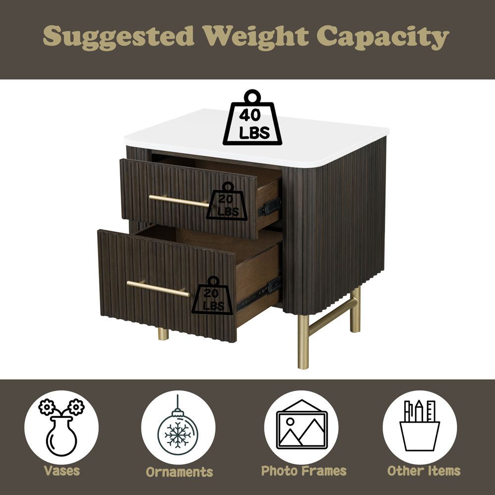 Clayten Nightstand w/Marble Top – features callout