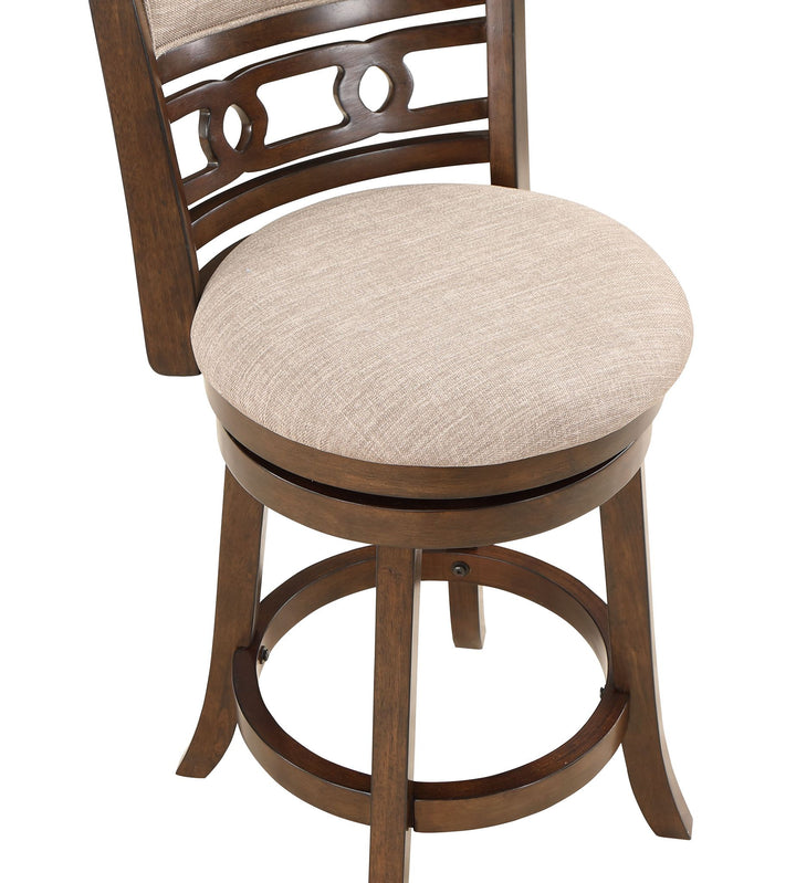 Gia 24" Swivel Counter Stool-Cherry W/brown Fabric Seat
