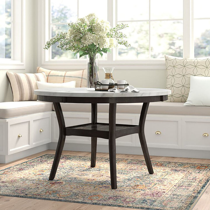 Celeste 48" Round Dining Table-Espresso/faux Marble