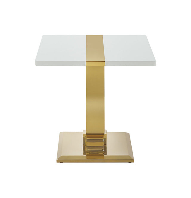 Horve End Table, Gold/White - view 3