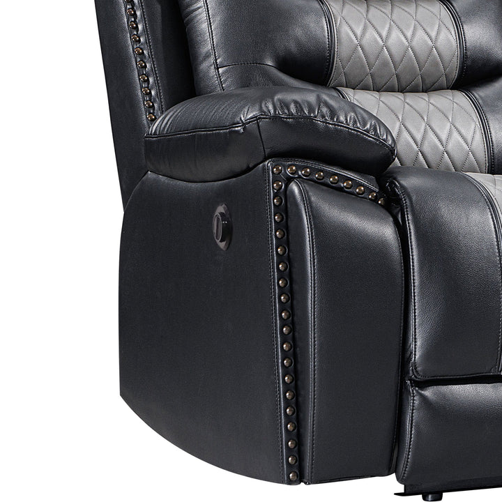 Nikko Console Loveseat W/pwr Fr-Black/gray