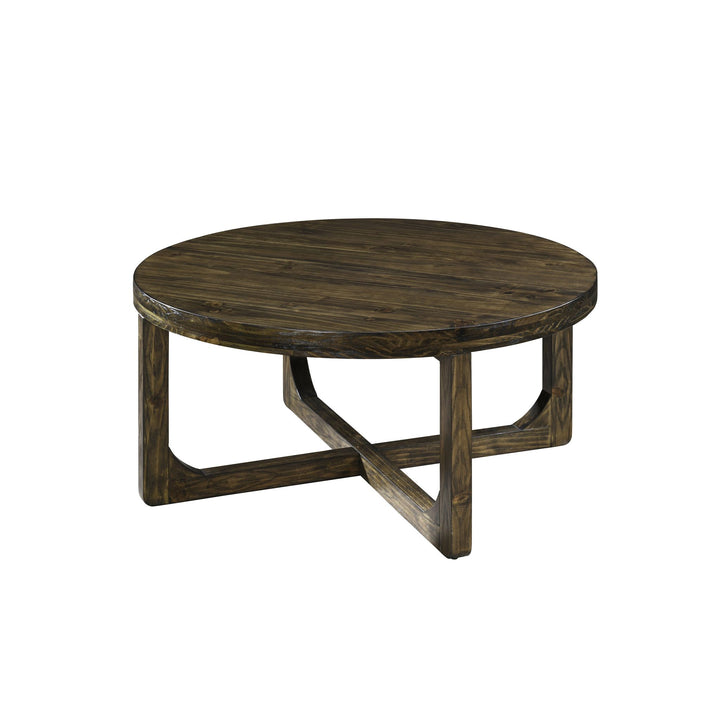 Kerby Round Coffee Table-Dk Brown