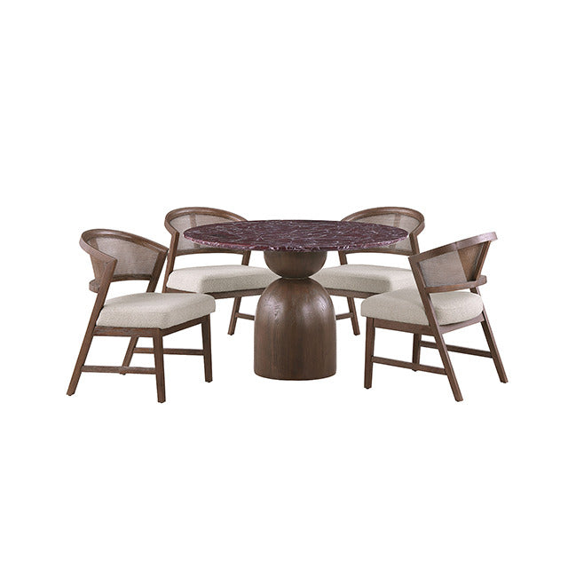 Cirava 5 Pc. Dining Table Set, Red/Walnut