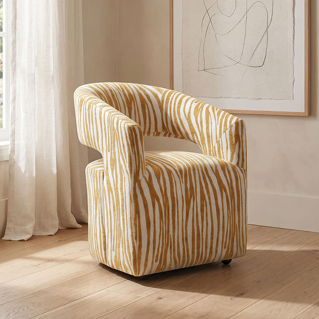 Tresa Dining Arm Chair W/ Casters, Masked Weaver Yellow - view 6