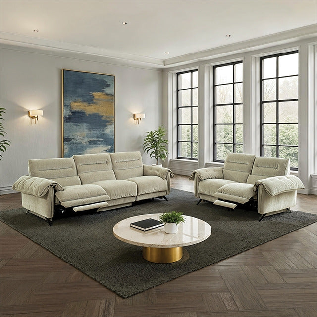 Morley Power Sofa + Loveseat, Taupe