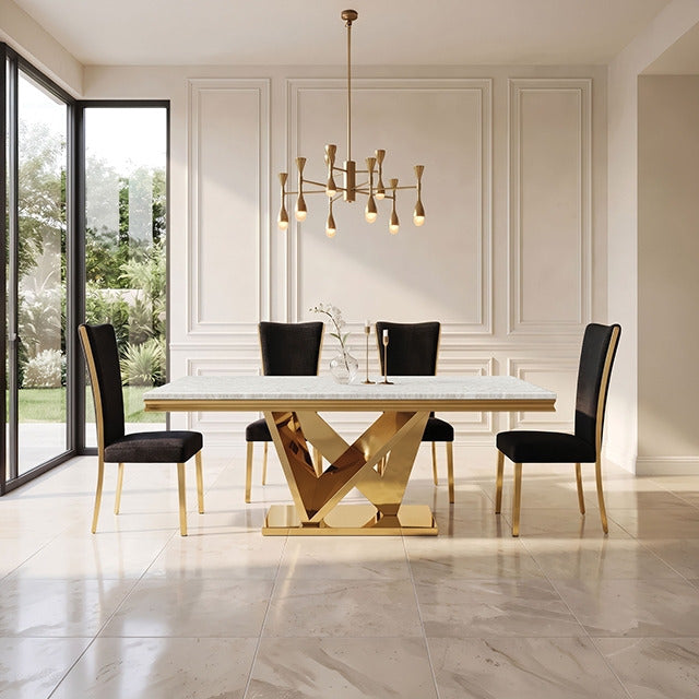Valdevers Dining Table, Gold/White - view 6