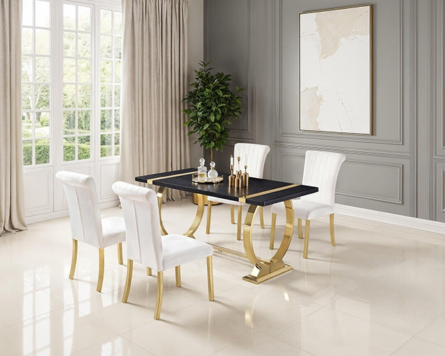 Horley 5 Pc. Dining Table Set, Black/Gold - view 2