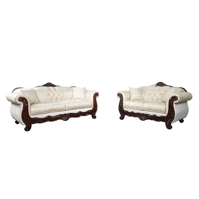 Frisina Oversized Sofa + Loveseat, Dark Cherry/Beige - view 2