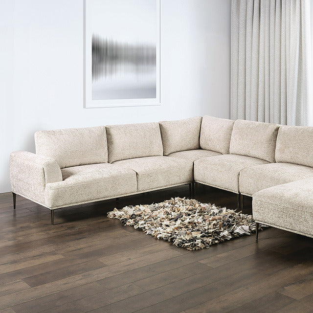 Gladbach J-Shaped Sectional, Light Brown