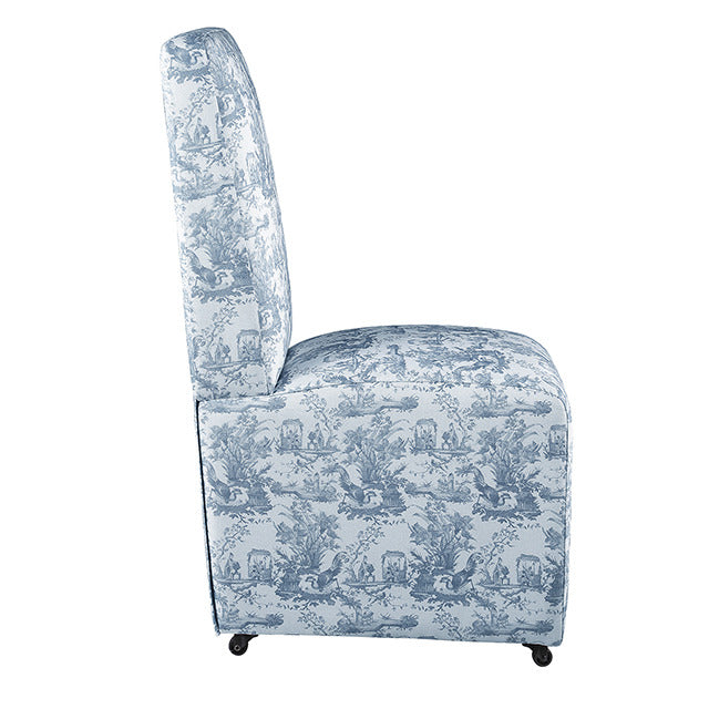 Durham Dining Chair W/ 4 Casters, Toile De Jouy Olive Green/White - view 4