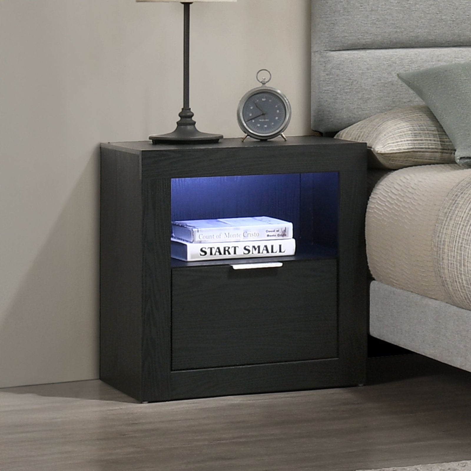 Asher Nightstand W/led Light-Smoke