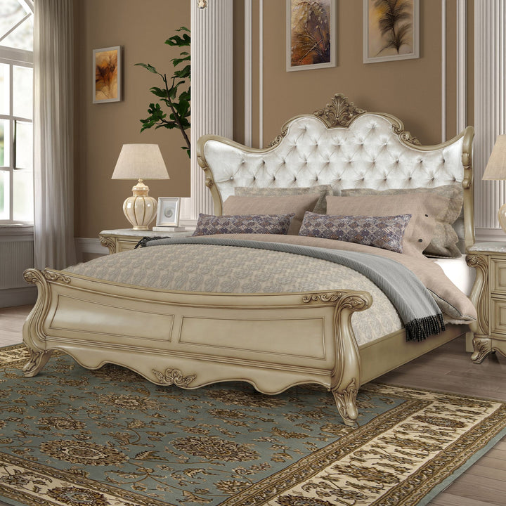 Monique 5/0 Q Headboard-Champagne