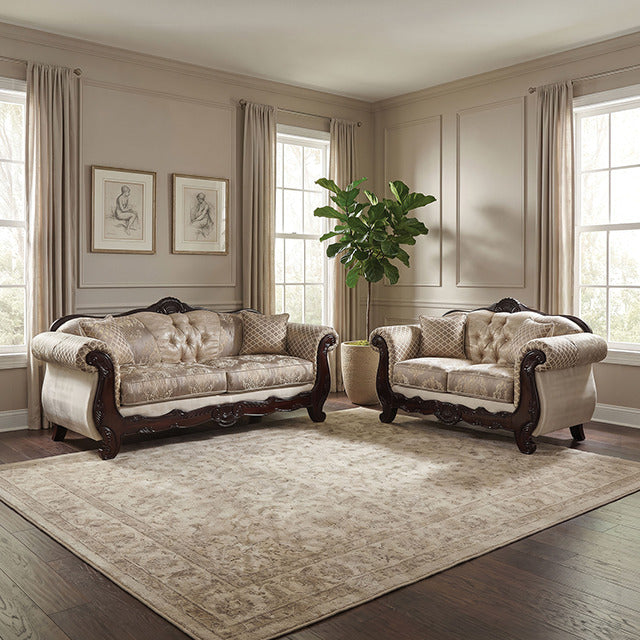 Paolini Oversized Sofa + Loveseat, Light Brown/Dark Cherry - view 10
