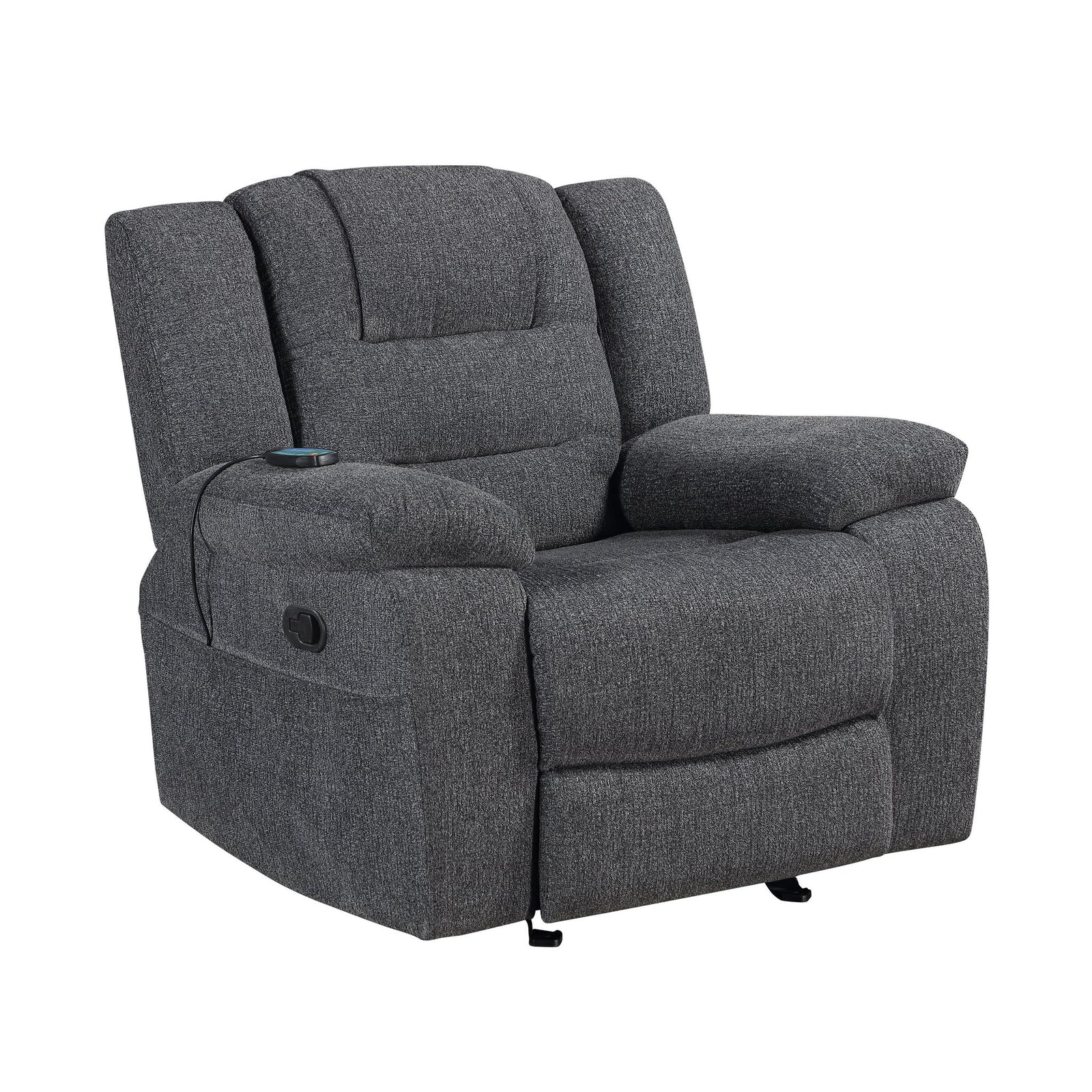 Redondo Glider Recliner W/heat And Massage-Dk Gray