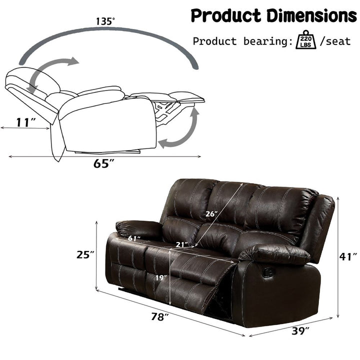 Zuriel Motion Sofa – dimensions diagram
