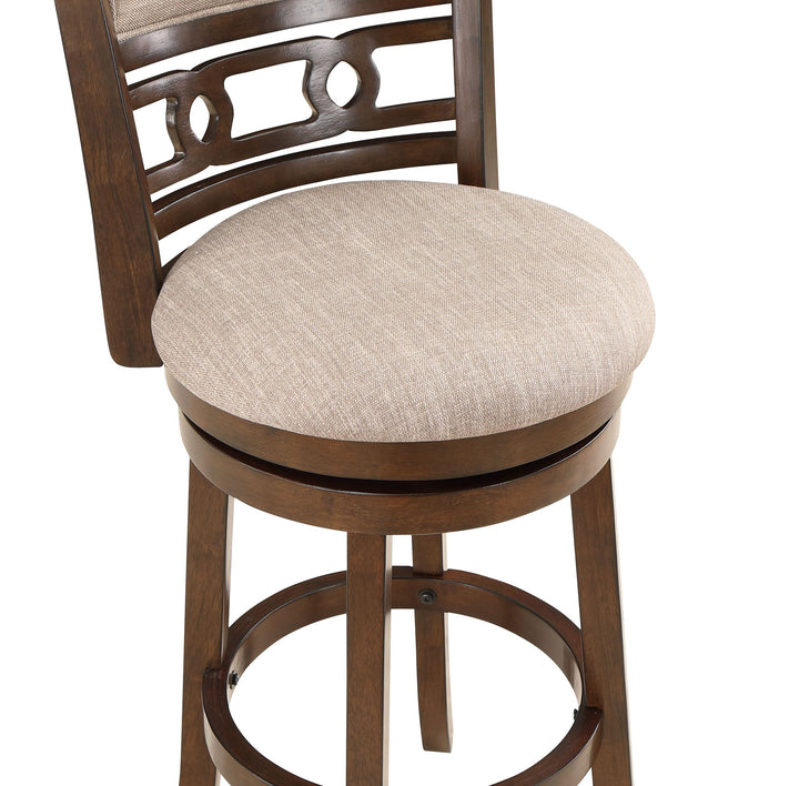 Gia  29" Swivel Barstool-Cherry W/brown Fabric Seat