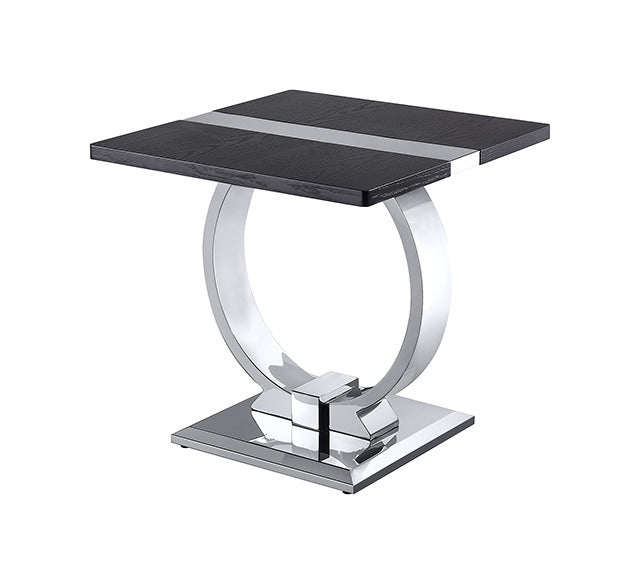 Horsham End Table, Silver/Black