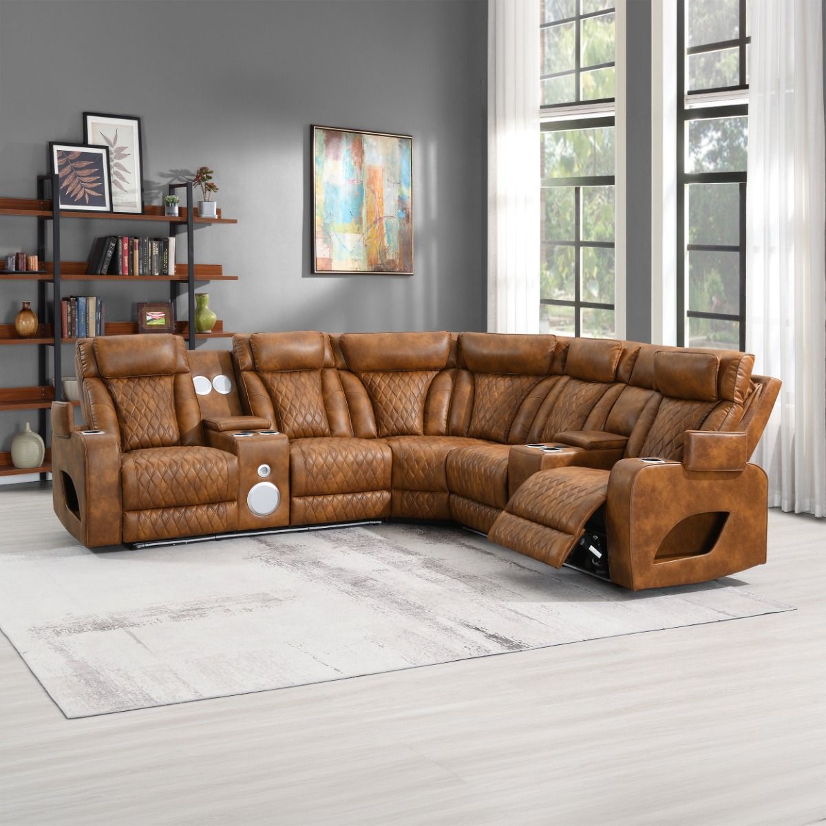 Taddeo Power Motion Sectional Sofa Set w/Power Headrest, Massage & LED