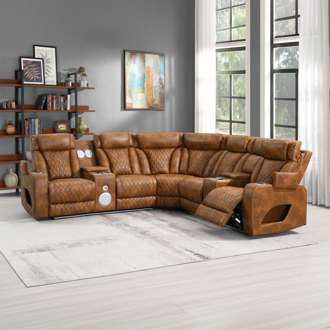 Taddeo Power Motion Sectional Sofa Set w/Power Headrest, Massage & LED