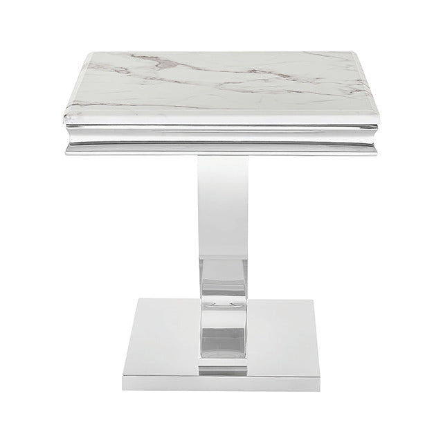 Wettingen End Table, White/Chrome