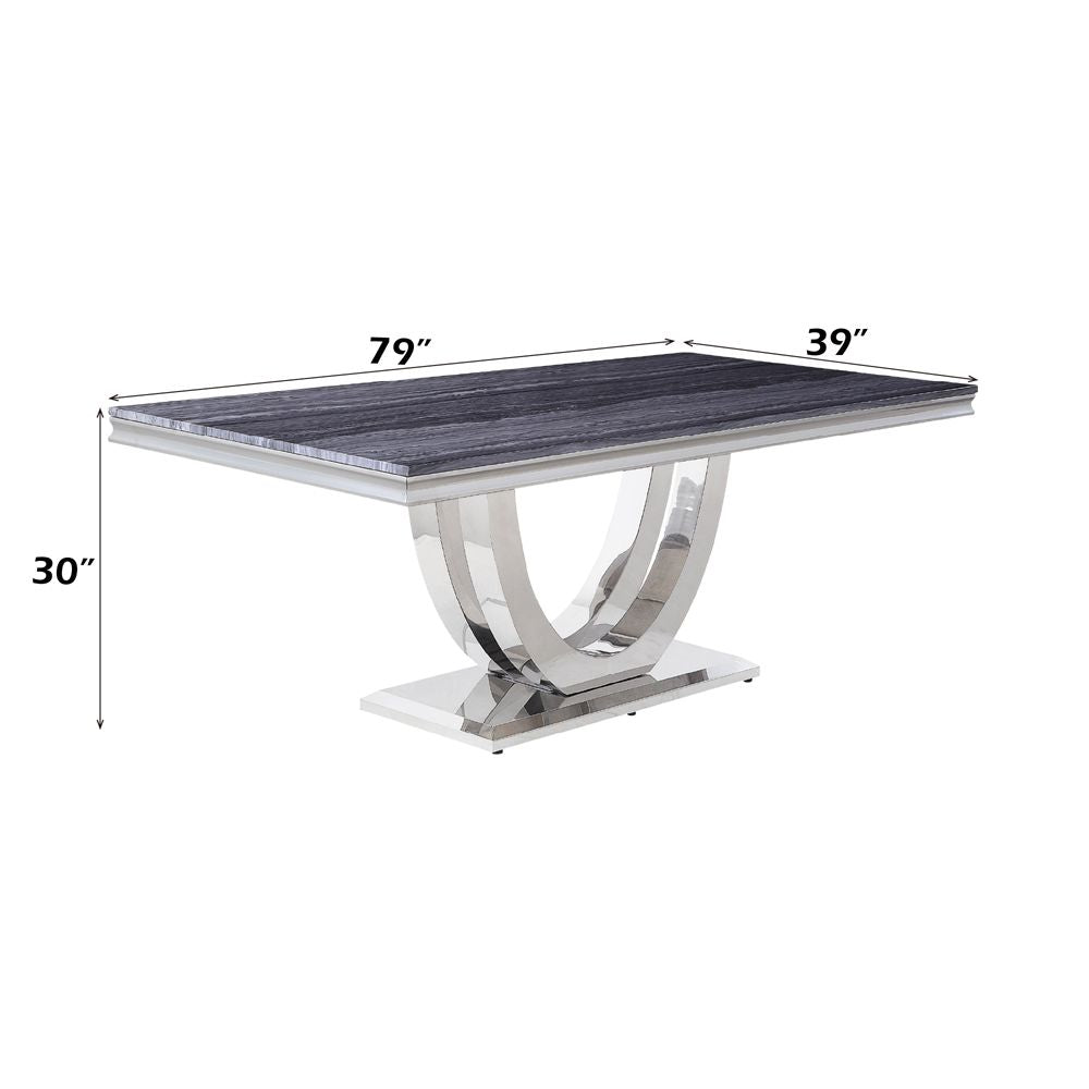 Cambrie Dining Table W/Engineered Stone Top – dimensions diagram