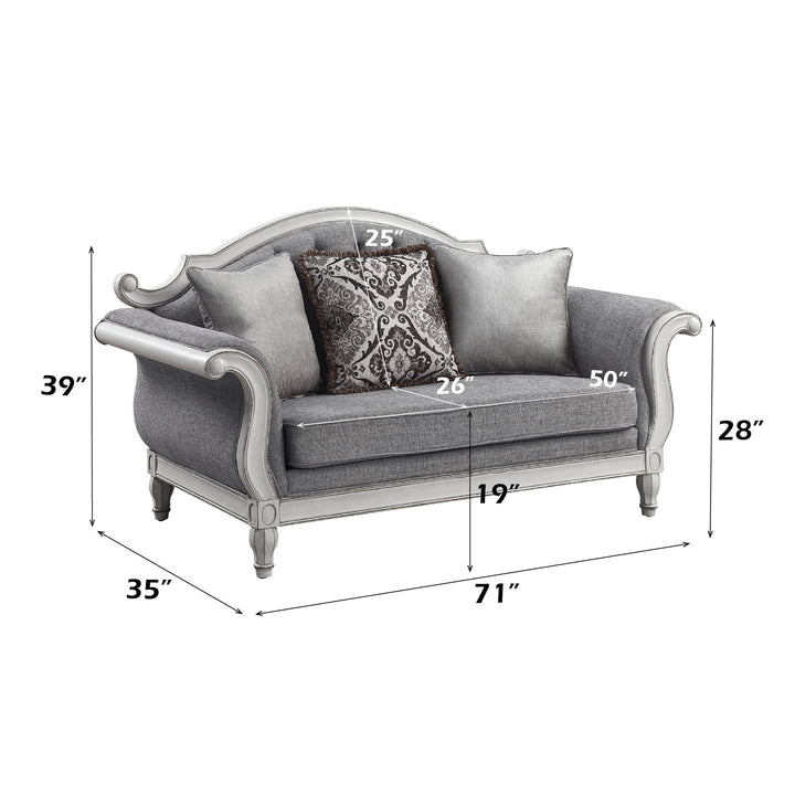 Florian Loveseat W/3 Pillows – dimensions diagram