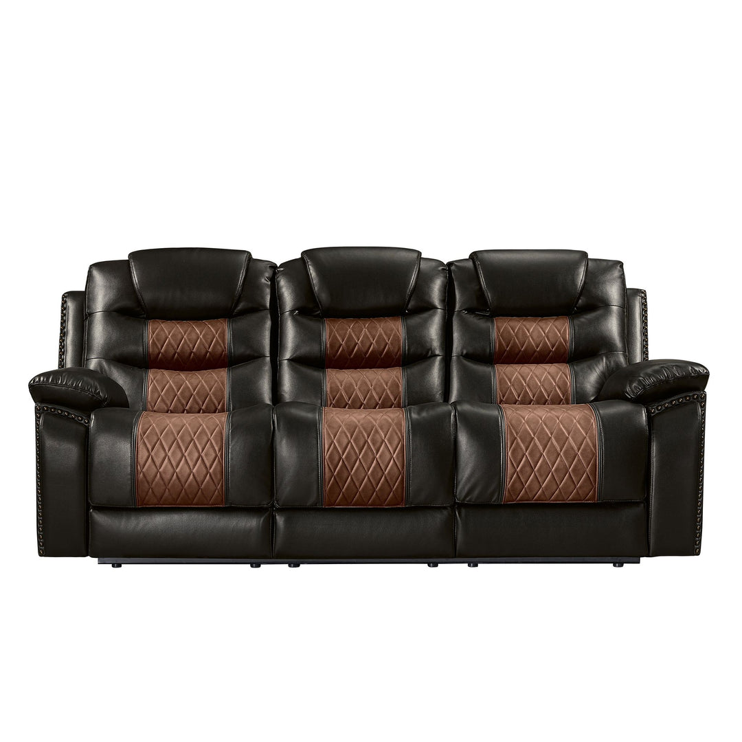 Nikko  Sofa W/dual Recliner-Brown