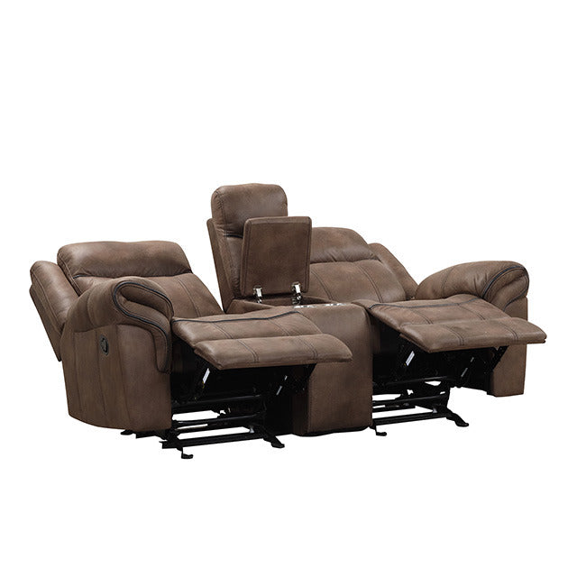 Agata Glider Recliner Loveseat, Brown - view 2