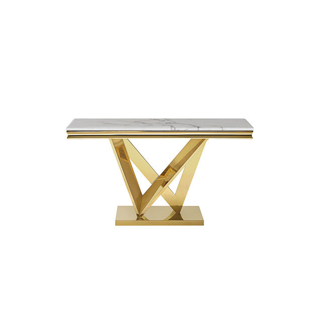 Villarsglane Sofa Table, Gold/White - view 2