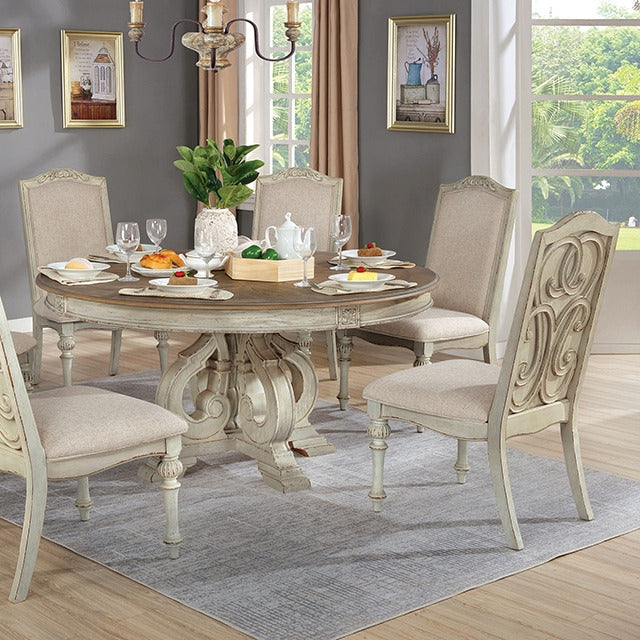 Arcadia 5 Pc Dining Table Set, Antique White/Ivory